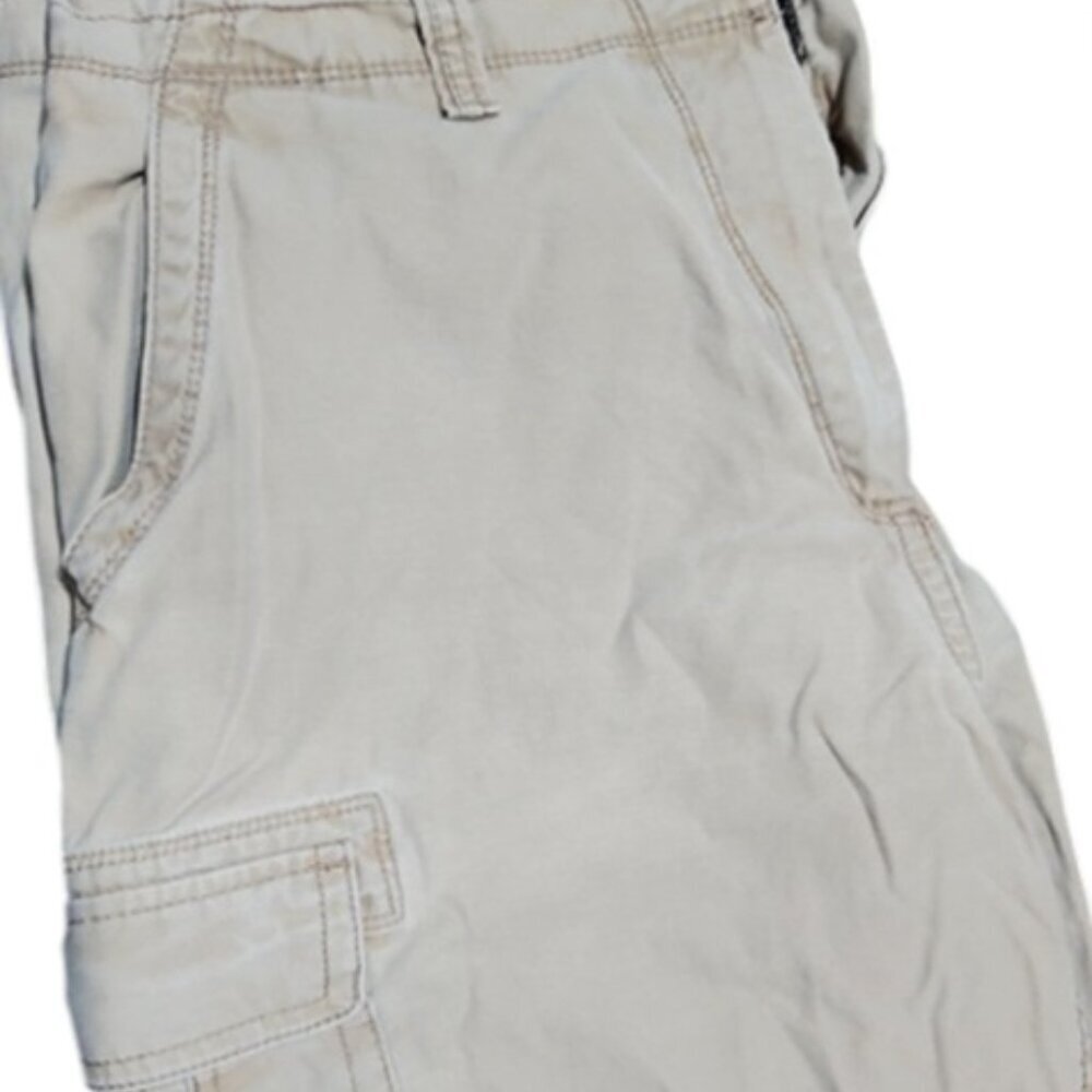 Arizona Jean Co. cargo shorts, size 33 waist, tan with great patina.